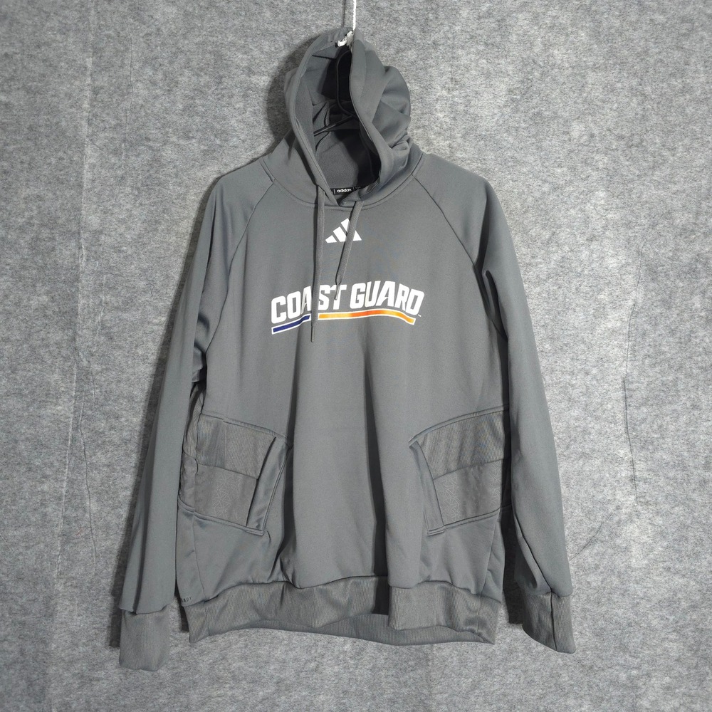 Adidas Coast Guard Hoodie Mens XL Gray HR5149 Performance Fleece Pullover